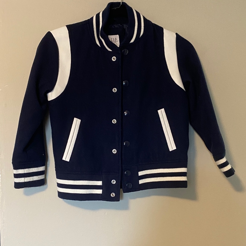GAP Kids Blue and White Bomber Jacket